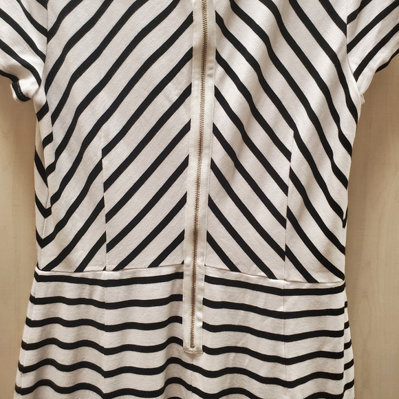 BANANA Republic Fitted Short Sleeve Slimming Stripe Dress Size 14 - Picture 7 of 10